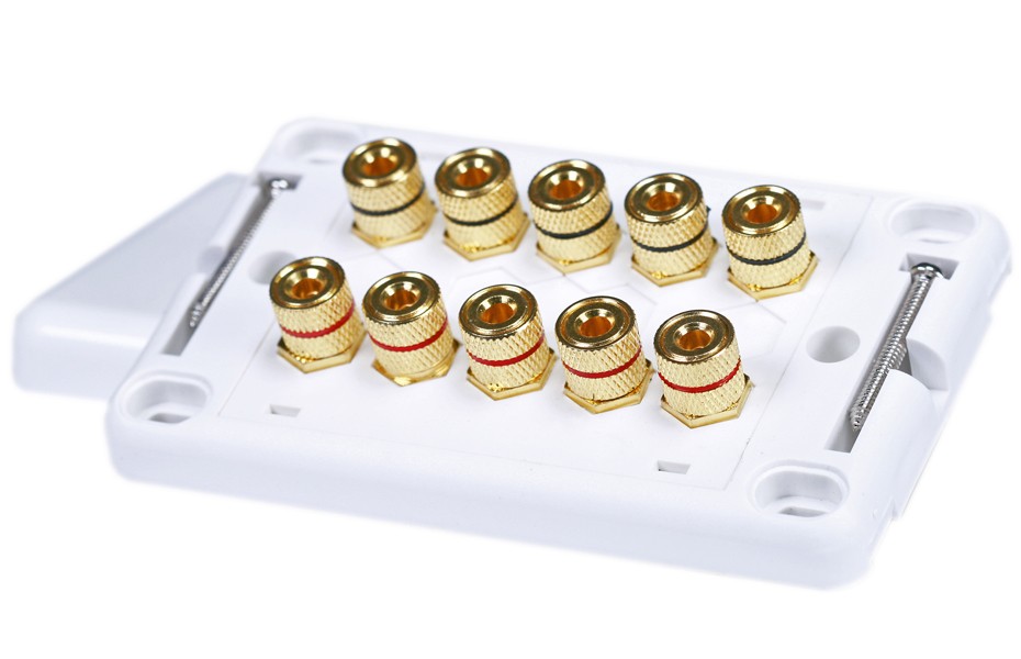 Banana Binding Post Wall Plate for 5 Speaker,Coupler Type