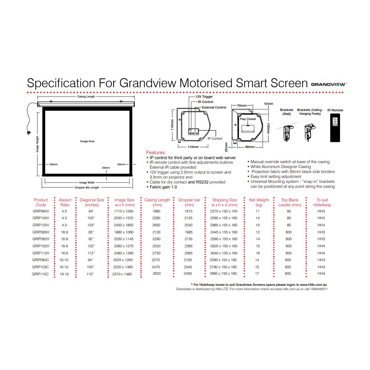 Grandview IP Control Motorised Smart Projection Screens Rapallo